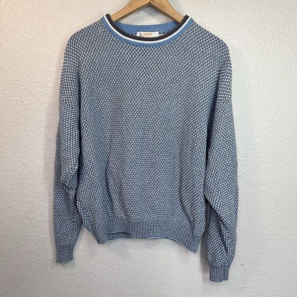 Vintage London Fog Sweater XL Women Blue Crew Neck USA Made 90s Grandpa Core - Picture 1 of 7